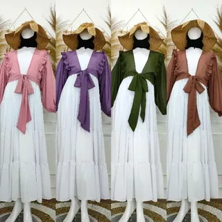 Gamis Dress Ceruty Babydoll Polos set Outer