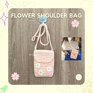 FLOWER SHOULDER BAG || Tas Selempang / Bahu Bunga Wanita Bahan Rajut