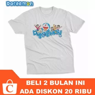 17 WARNA XS S M L XL XXL XXXL - Kaos Pria Cowok Laki Tebal Oblong Distro Sablon Doraemon 1 PUTIH