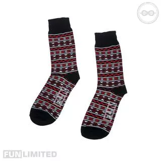 Kaos kaki tribal black red pattern / kaos kaki oldshool hitam merah tribal