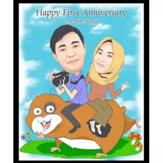 Karikatur Couple wedding pernikahan anniversary