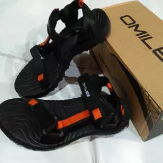 Sandal gunung anak Omiles New junior-Sendal Omiles-Hitam Hitam orange original