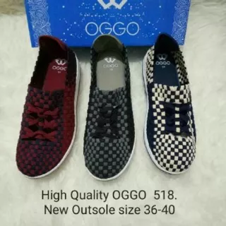 Oggo 518 rajut wedges sepatu wanita