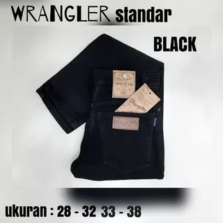 CELANA JEANS PRIA STANDART - CELANA JEANS WRANGLER STRAIGHT CUT - HITAM 28-32