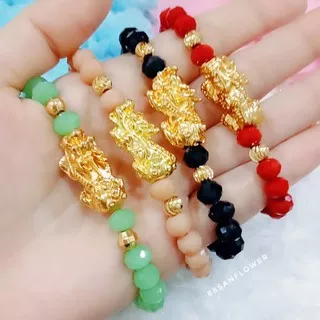 GELANG Pixiu Naga Hoki Emas XUPING - Gelang Keberuntungan - Gelang Kristal Swarovski ala