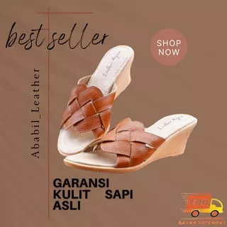 Sandal Kulit Asli Wanita Kondangan Wanita Murah Anti slip  heels 5 cm Wedges Sekar