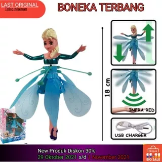 [BISA COD] Boneka Terbang, Flying Frozen Elsa Boneka Putri Princess Peri Terbang Sensor Tangan Mainan Anak Perempuan SISTAR