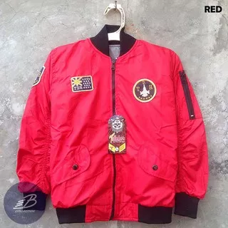 Jaket Bomber Anak Bolak-Balik Merah - Jaket Motor Anak Parasut Taslan Fleece Merah Cabe