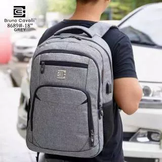 Tas Ransel Laptop Unisex Bruno Original Tas Punggung Kerja Kantor Kuliah Multifungsi USB Import