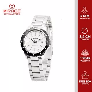 miragewatch Official Garansi 1 tahun Jam tangan wanita ORIGINAL MIRAGE tahan air 8549L-pP silver