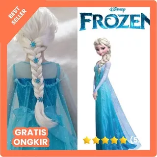 Wig Elsa Rambut Palsu Kepang Aksesoris Frozen Anak Import