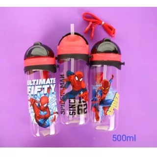 BOTOL MINUM ANAK 350ML 500ML 550ML CARS  SPIDERMAN UNICORN LITTLE PONY BPA FREEDOM