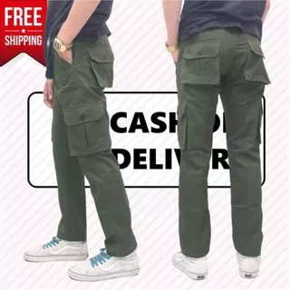 Celana Cargo Panjang Pria Hijau Army Premium Kanvas Original Slimfit Long Kargo PDL Distro Big size Celana Terlaris Murah Jumbo XXL Chino Cargo