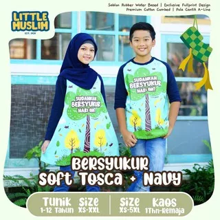 Sarimbit Kaos Raglan Tunik Anak Muslim Baju Couple Adik Kakak Little Muslim Bersyukur