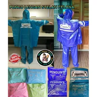 Jas Hujan Ponco Lengan Celana Penguin Kombinasi Sporty Dewasa Pria Wanita Terlaris / Raincoat phonco / Mantel Anti Hujan Cewek Cowok Remaja Terbaru Murah Berkualitas / Terusan ponchoTerbaik Batman CelanaTermurah Harga grosir