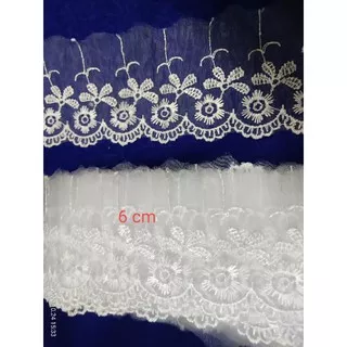 RENDA nylon/renda kaca renda kain renda putih renda kembang renda kebaya renda bordir