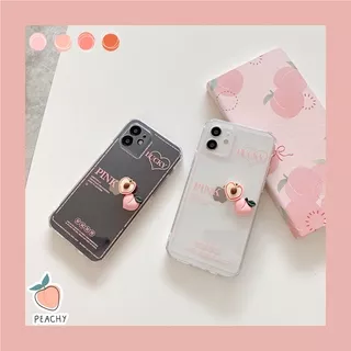 iPhone 12 Pro Max Xs Max Side Pattern LUCKY PINK Peach Soft TPU Mobile Phone Case Cover Accessories Gadgets iPhone 11 Pro Max X XR SE 2020 12 Mini 7/8 Plus Transparent Colorful Apple Case