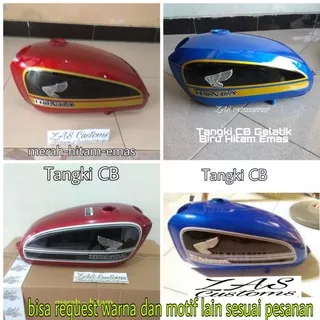 Tangki CB 100 gelatik galvanis biru merah emas hitam bisa request warna lain aksesoris CB murah tengki CB Tiger Megapro dll