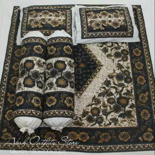 SPREI BATIK SOGA SOGAN COKLAT PUTIH MOTIF BUNGA 180X200X10 160x200x20 90x200x20 PEKALONGAN WARNA