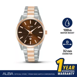 ALBA Jam Tangan Wanita AH7X64 Quartz Stainless Steel Silver Rose Gold Watch