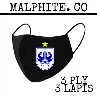 Masker Kain 3 lapis 3 Ply Scuba Hijab Logo Gambar Klub Club Bola PSIS Semarang 3ply Panser Biru Snex