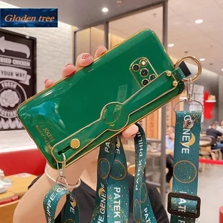 Casing Ponsel Gelang Warna Permen, Casing Ponsel Dilapisi Elektro Warna Permen, Casing Pelindung Kamera Presisi, untuk Xiaomi Poco X3/ Poco X3 NFC (dengan Tali Penyandang Gratis)