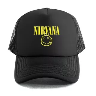 OCTATEX Nirvana Trucker Hat Music Band Topi jarig Unisex Pria Wanita