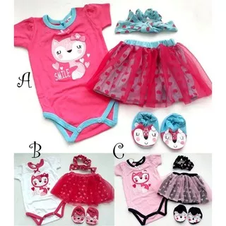 JUMPER TUTU FOX SMILE SET BANDANA DAN SHOES