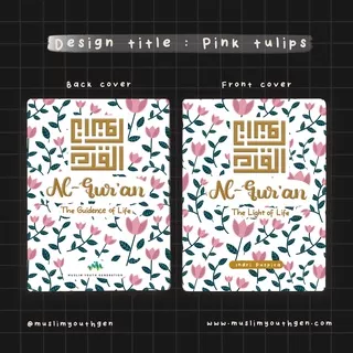 Al Qur’an Paket Navy dan Pink Tulips Custom Nama Mushaf An Nur The Light of Life Utsmani Terjemah Tajwid Hafalan Hadiah Gift Kado Terbaik