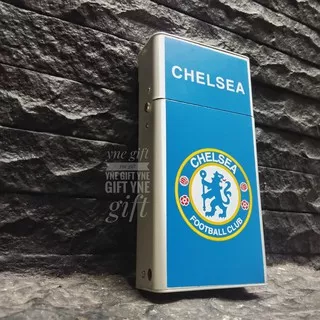 Super Murah! Kotak Rokok Korek Gas Chelsea FC, Bungkus Rokok, Tempat Rokok Unik