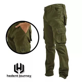 Hedent Journey Celana Panjang Cargo Pria Premium Clana Kargo Army Panjang Original Calana Panjang Kanvas Tactical Cowok High Quality Pants Celana Pria Cargo Distro Oversize Jumbo Bigsize Warna Hijau