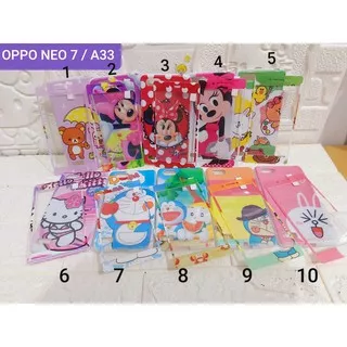 Softcase Free TG Oppo Neo 7 / A33 Jelly Tempered Glass Doraemon Minnie Mickey Cony Hello Kitty