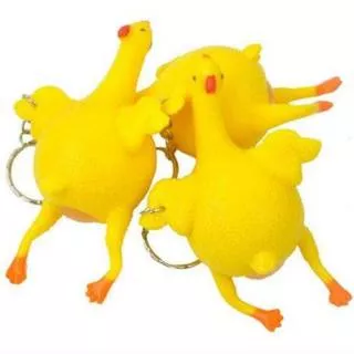 Grosir 3 pcs chicken key ring - mainan ayam bertelur - squishy