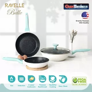 RAVELLE BELLE Panci Set 3 Pcs - Wajan Wok 28cm Frypan 24cm Frypan 20cm