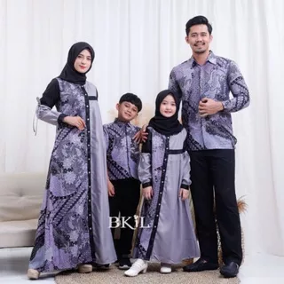 Baju Gamis Batik Couple Lebaran Ibu Ayah dan Anak modern Terbaru 2022