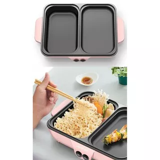 Panci Elektrik Korean Grill BBQ and Shabu 2 in 1 Mini Hotpot Multifungsi