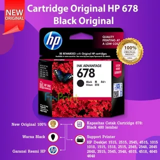 Cartridge HP 678 Black Original Catridge CZ107AA Tinta Printer HP 1515 2515 2645 3545 4645 2545 4515