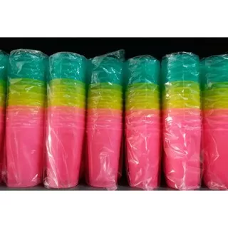 12pcs gelas plastik warna warni