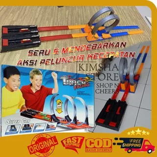 Die Cast Track Racing 2 in 1 Halilintar Loop 2 Jalur Bisa u/ Mobil Mobilan Hot Wheels Mainan Anak