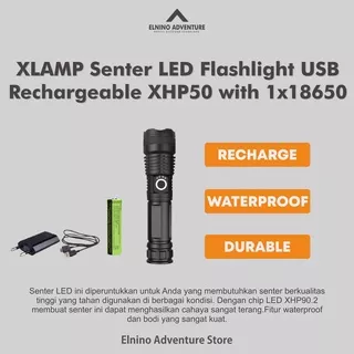 XLAMP Senter LED Flashlight USB Rechargeable XHP70.2 with 1x18650