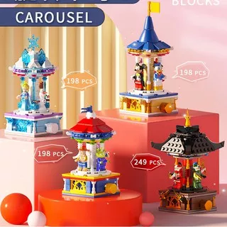 [MS] Mainan Balok Susun Carousel Bisa Muter Tema Ninjago Disney Dan Frozen / Balok susun Carousel Disney