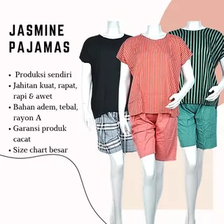 Baju Tidur Wanita Piyama Dewasa Jasmine Pajamas Babydoll Piama One Set Setelan Rayon Kekinian Murah