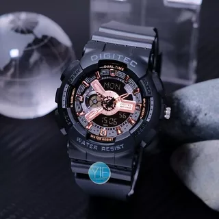 Jam Tangan Digitec Wanita Terbaru 2021 Model Sport Fashion BDA 4020 T 2063 Warna Hitam Emas World Time Original Bergaransi Anti Air Untuk Berenang Strap Karet Stopwatch, Alarm, Lampu LED