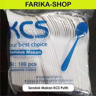 Sendok Makan Plastik KCS isi 100 pcs / Sendok Plastik Warna Bening Putih Catering Murah Food Grade