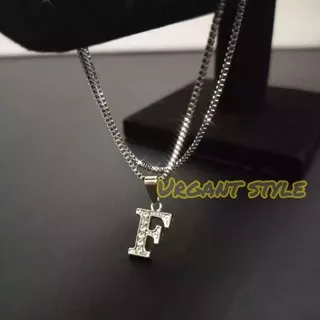 Kalung Titanium Liontin Huruf F Fashion Wanita Terlaris Anti Karat Liontin Huruf F Kalung Wanita