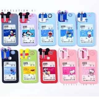 Silikon hp vivo Y17 Y15 Y12 Y11 karakter doraemon hello kitty mickey minnie stitch case slot card