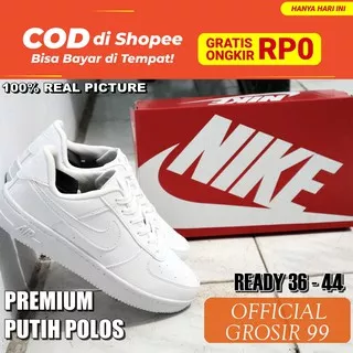 Sepatu Putih Wanita Pria Sneakers Nike Air Force One 1 Triple Full White CLEAN Putih Import Murah