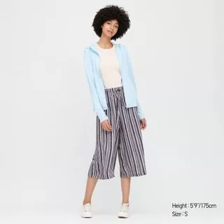 celana kulot uniqlo 3/4 motif salur/celana kulot wanita terbaru/kulot uniqlo