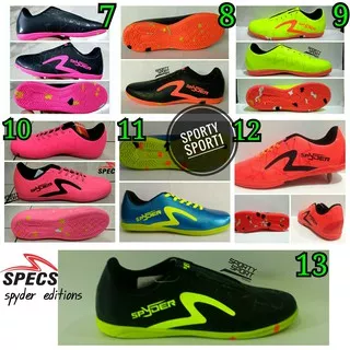 ( BONUS PILIH Tas Sepatu / Kaos Kaki + Deker ) Sepatu Futsal Specs Spyder Hitam Orange