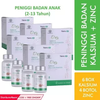 Peninggi Badan & Kecerdasan Anak Herbal Ori - Paket 60 Hari - 6 Box Kalsium + 4 Botol Zinc